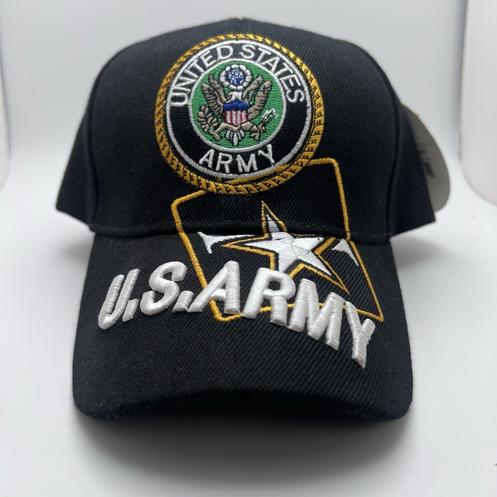 Ruffin Flag Co US Army Black Adjustable Strapback‎ Trucker Hat  Baseball Cap